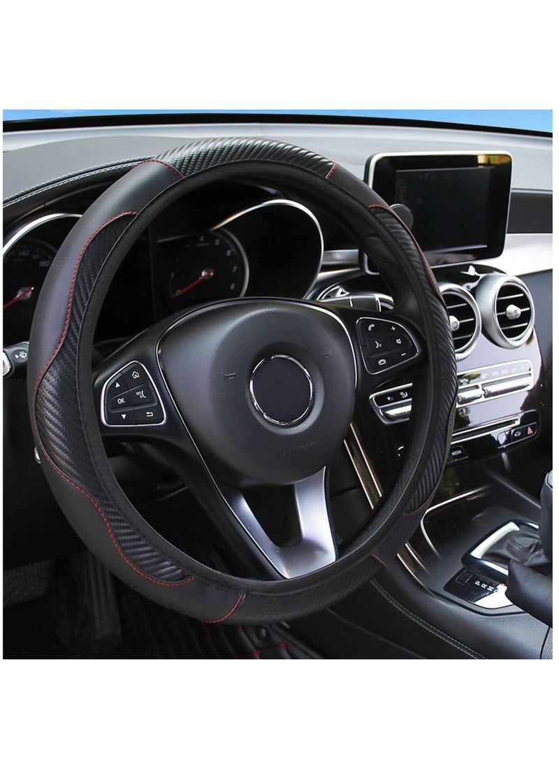 KASTWAVE Car Steering Wheel Cover, Universal Black Microfiber Leather Elastic 15 inch Stitching Anti-Slip Steering Wheel Protector for Family Men Women Interior Accessories (Black)  - Image 1