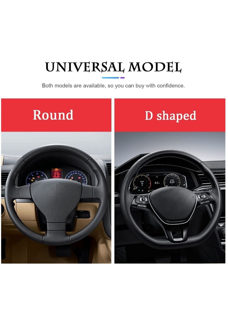 KASTWAVE Car Steering Wheel Cover, Universal Black Microfiber Leather Elastic 15 inch Stitching Anti-Slip Steering Wheel Protector for Family Men Women Interior Accessories (Black)  - Image 3