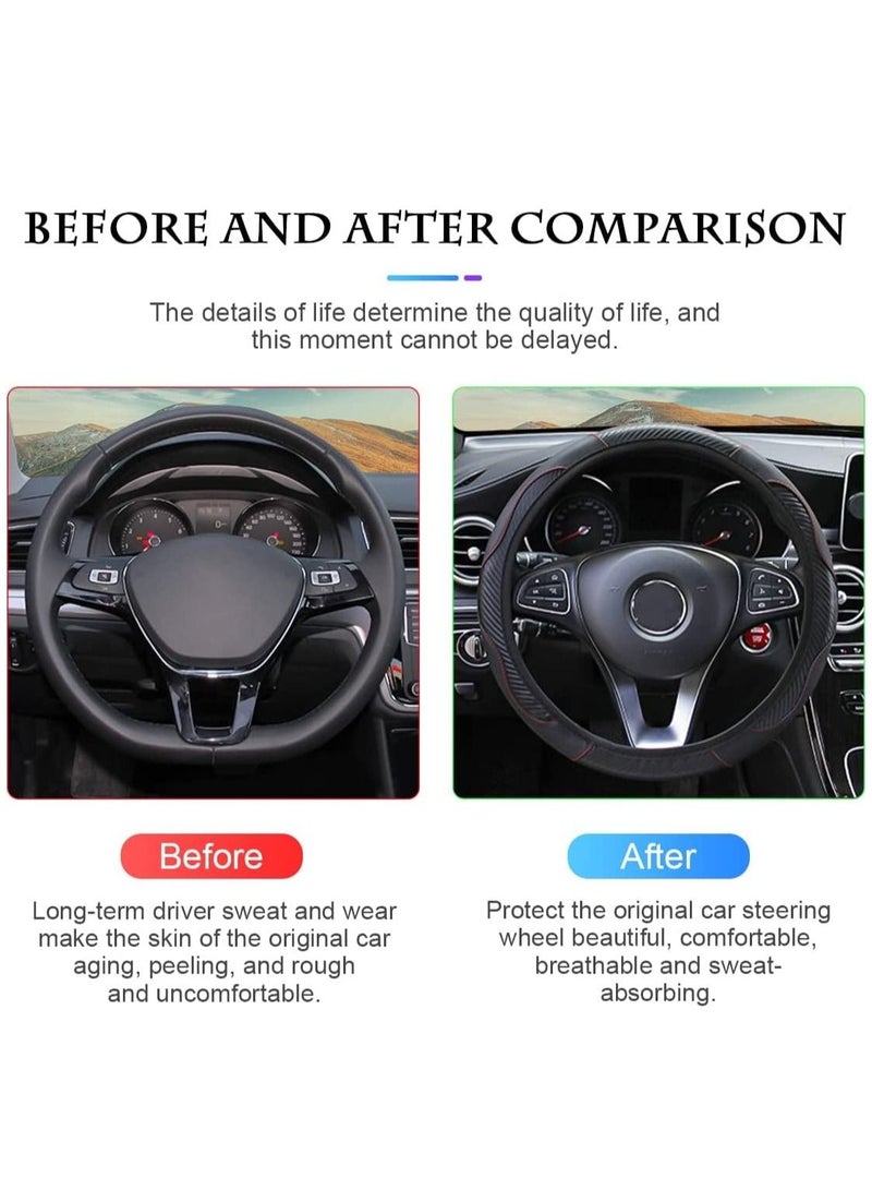 KASTWAVE Car Steering Wheel Cover, Universal Black Microfiber Leather Elastic 15 inch Stitching Anti-Slip Steering Wheel Protector for Family Men Women Interior Accessories (Black)  - Image 2