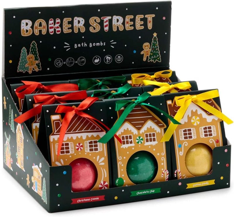 Puckator Christmas Gingerbread Lane Bath Bomb in Gift Box Birthday Gifts for Mum or Her Gifts for Girls Bath Bomb for Women Spiritual Self Care Gifts for Women Bathbombs Bath Accessories