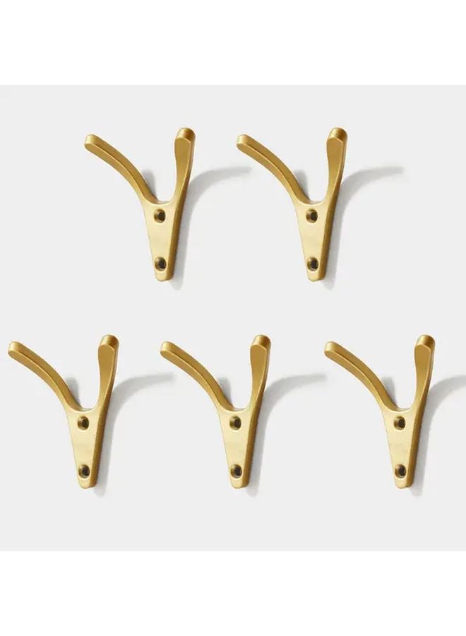 5 خطافات مزدوجة ذهبية بتصميم خطاف مزدوج بدون حفر من سبائك الألومنيوم 5 قطع - Image 1