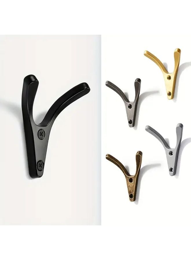 5 خطافات مزدوجة ذهبية بتصميم خطاف مزدوج بدون حفر من سبائك الألومنيوم 5 قطع - Image 2