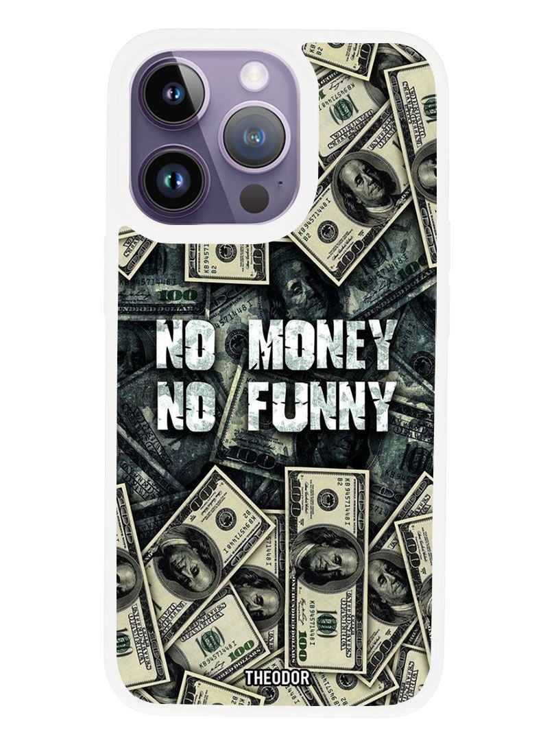 Theodor غطاء واقي مضاد للخدش ومقاوم للصدمات لجهاز APPLE IPHONE 14 PRO MAX بدون مال بدون مزاح (حافة بيضاء) - Image 1