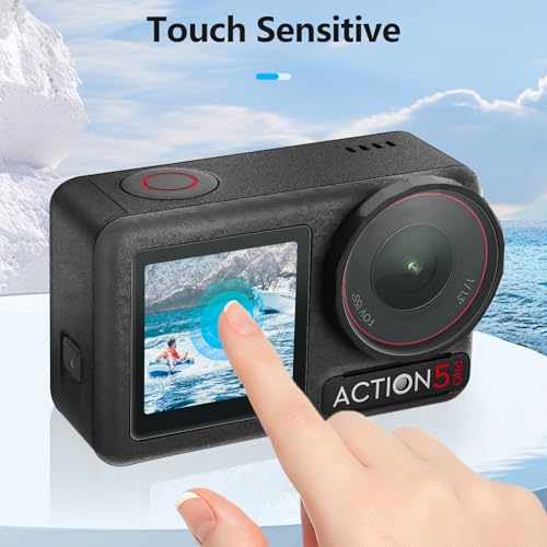 AMAZEAR Lens Screen Protector for DJI Osmo Action 5 Pro Accessories (2Sets-8Pack), Action5 Pro Tempered Glass Screen Protector with Silicone Lens Cap, 9H, HD, Scratch Resistant, Bubble-Free - Image 5