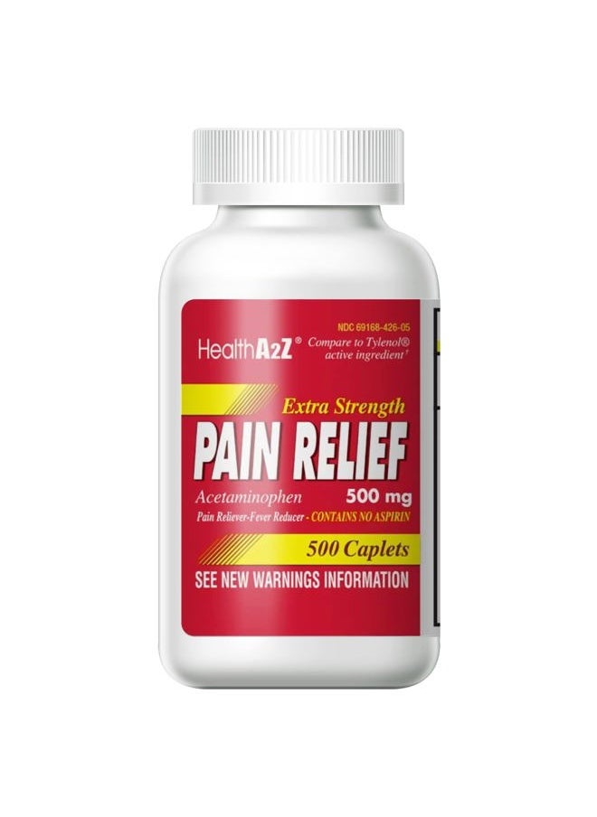 HealthA2Z - ® Extra Strength Pain Relief | Acetaminophen 500mg | Contains No Aspirin | Fever Reducer | Pain Reliever (500 Count (Pack of 1)) - Image 1