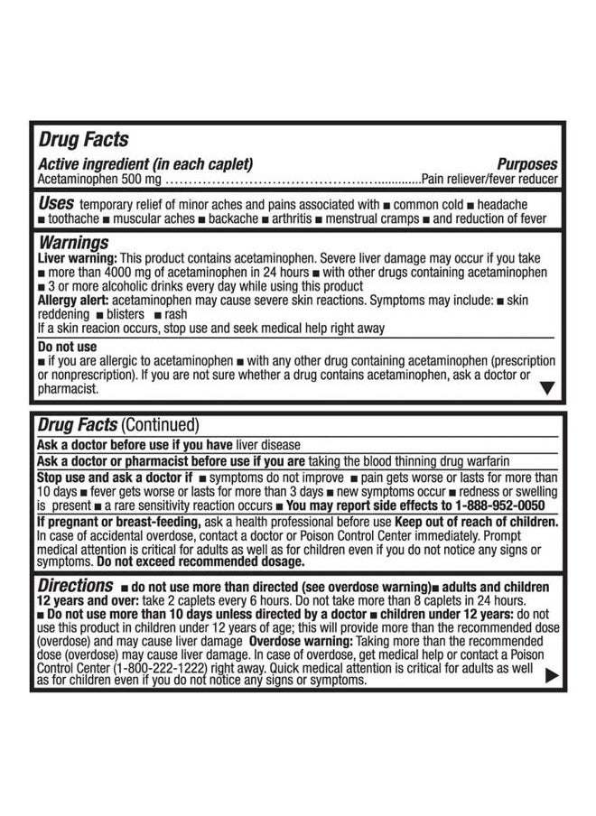 HealthA2Z - ® Extra Strength Pain Relief | Acetaminophen 500mg | Contains No Aspirin | Fever Reducer | Pain Reliever (500 Count (Pack of 1)) - Image 1