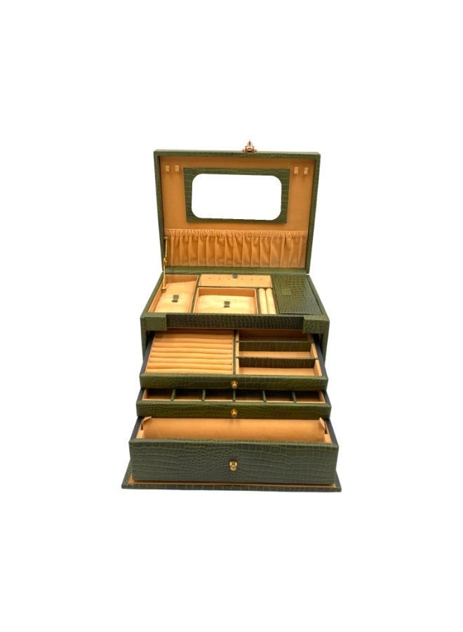 LAVERI LEATHER Leather Jewellery Box Green - Image 3