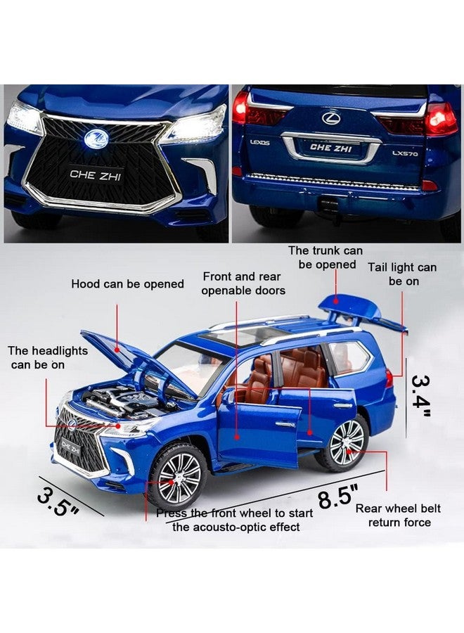 LONGMIRE Metal Pull Back Diecast Car Pull Back Car Model with Sound Light Boys Gifts Toys for Kids Pack of 1, Multicolor (1:24 Lexus 570) - Image 3