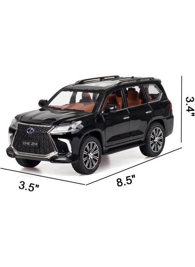 LONGMIRE Metal Pull Back Diecast Car Pull Back Car Model with Sound Light Boys Gifts Toys for Kids Pack of 1, Multicolor (1:24 Lexus 570) - Image 4