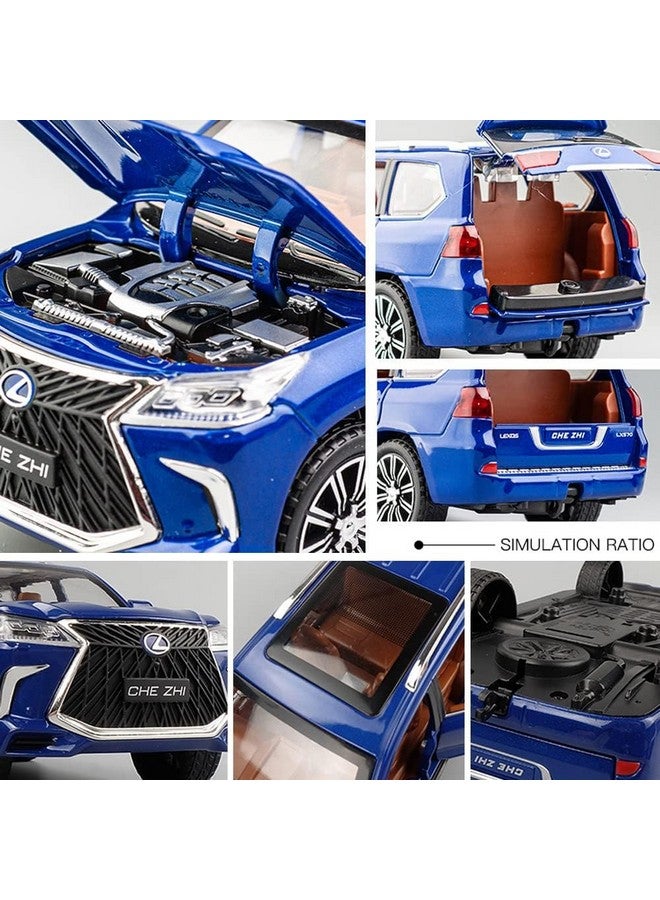 LONGMIRE Metal Pull Back Diecast Car Pull Back Car Model with Sound Light Boys Gifts Toys for Kids Pack of 1, Multicolor (1:24 Lexus 570) - Image 2