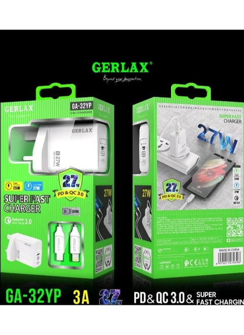 GA-32YP 27W Adapter With Type-C To Lightning Cable