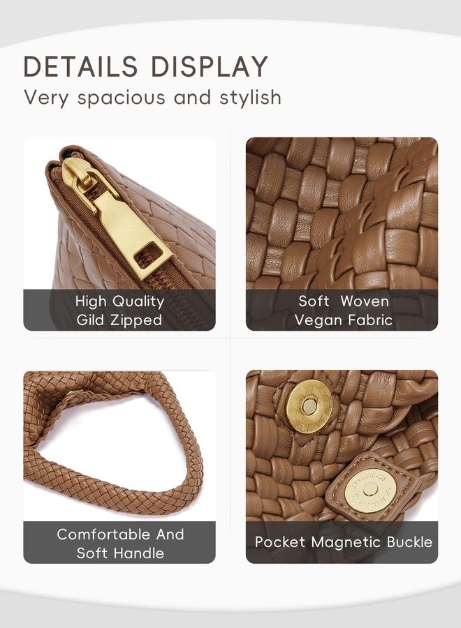 CLUCI Woven Shoulder Bag for Women Vegan Leather Purse Hobo Handbag 2PS - Image 5