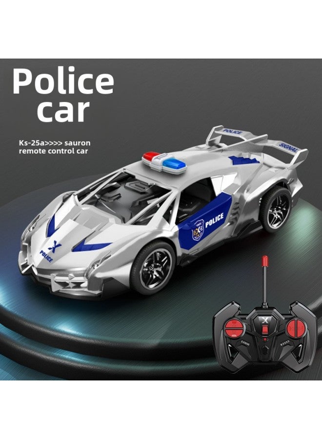 Children's Electric Remote Control Toy Sports Car Rc Rechargeable Drift Light Racing Boy's Electric Stall Toys-Color:25a Silver Lambo Big Cow Remote Control Police Car-Scale:Dual Battery Version  Mail Order Box  - Image 1