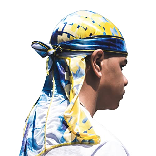 Superstitch Supersilky Ultra Silky Durag x Wavebuilder | 30+ Styles Premium Designer Durags for Men | 360 Waves | Black and White (Chalk Board) - Image 1