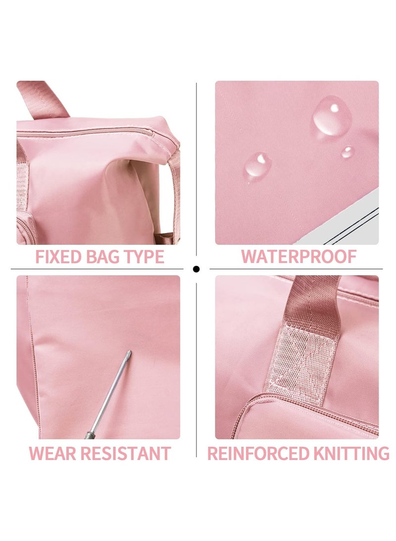 شنطة نادي، شنطة سفر يد، شنطة سفر صغيره - حقيبة سفر قابلة للطي بسعة كبيرة بمقصورات للأغراض المبللة، مضادة للماء ومقاومة للتمزق، حقيبة دفل بسيطة للنساء (وردية) - Image 4