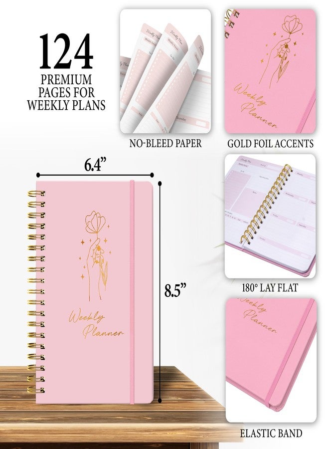 Only Zest Undated Weekly Planner, Aesthetic Weekly To Do List Notebook with Goal and Habit Tracker Organizer, Compact, Soft Touch Hardcover - Stylish Journal for School, Office Pink - Image 3
