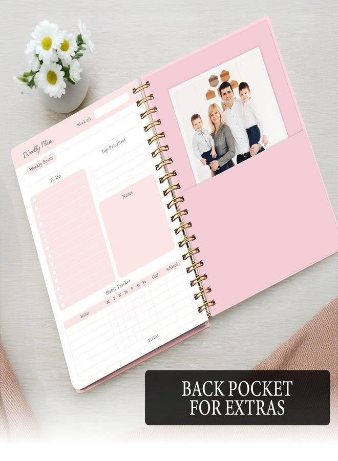 Only Zest Undated Weekly Planner, Aesthetic Weekly To Do List Notebook with Goal and Habit Tracker Organizer, Compact, Soft Touch Hardcover - Stylish Journal for School, Office Pink - Image 4