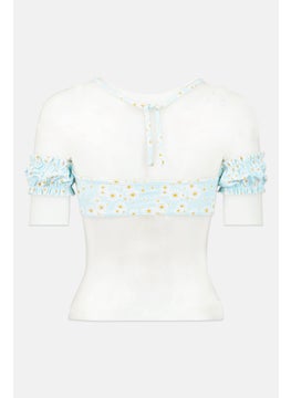 Missguided Women Floral Print Bikini Top, Blue Combo  - Image 2