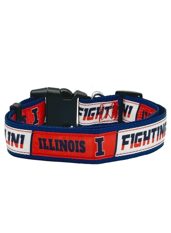 Pets First Collegiate PET Collar New Version Illinois Fighting Illini Dog Collar, Size Large. Best Sports Team Color for Dogs & Cats. A Shiny & Colorful Dog & Cat Collar Licensed by The NCAA - Image 1