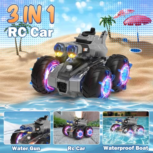ATHLERIA Amphibious Remote Control Car with Water GunWaterproof Monster Truck Rc Boat Water Tank Swimming Pool ToysGesture Sensing RC Stunt CarsBirthday Gifts for Boys Girls Teens 8 9 10 11 12 13 yrs - Image 3