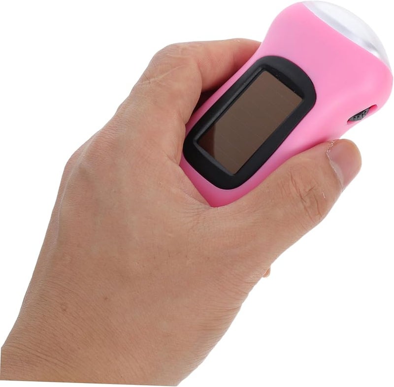 Solar Hand Crank Emergency LED Flashlight Pink Dual Charging Compact Lightweight Torch - Image 5