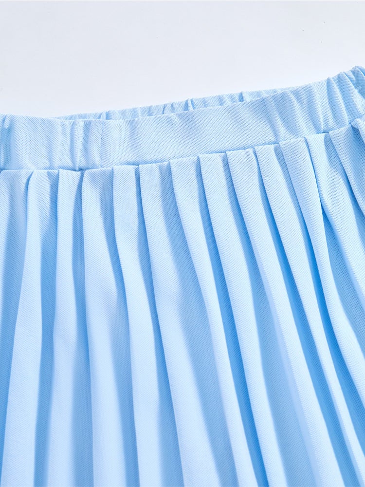 بالابالا طقم من قطعتين - تيشيرت بولو وتنورة بطيات كاملة للبنات - Image 5