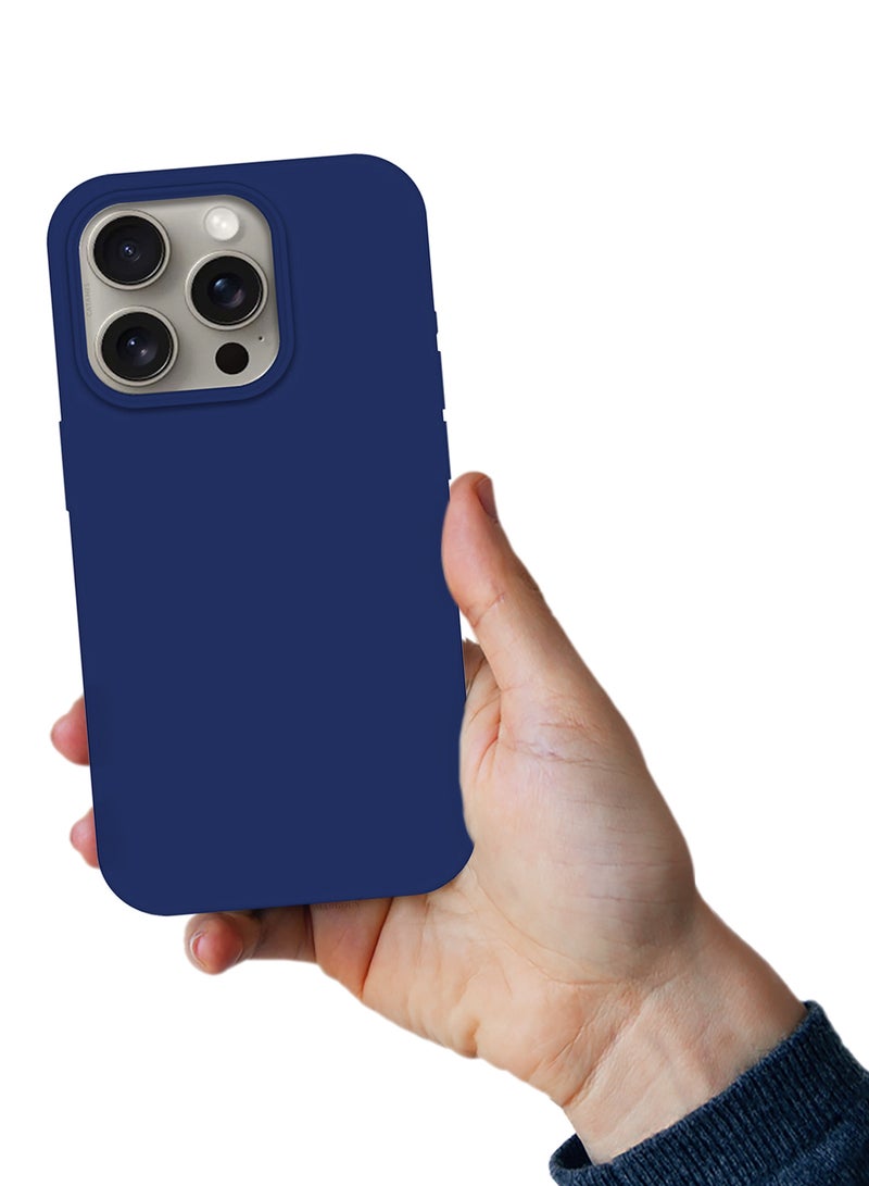 CATANES for 15 Pro Case Silicone Case Full Body Protective Cover Shockproof Slim Phone Case Anti-Scratch Soft Microfiber Lining Blue - Image 3