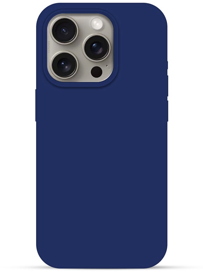 CATANES for 15 Pro Case Silicone Case Full Body Protective Cover Shockproof Slim Phone Case Anti-Scratch Soft Microfiber Lining Blue - Image 1