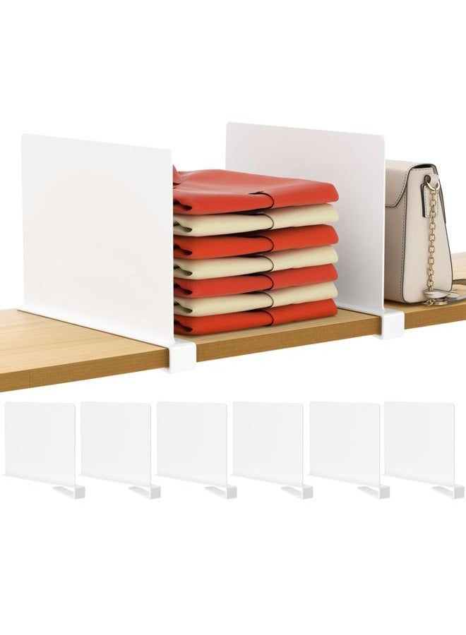 HBlife 6 Pcs White Acrylic Shelf Dividers, Vertical Purse Organizer for Closet Perfect for Sweater, Shirts, Handbags in Bedroom and Kitchen, Closet Separators for Organization Cabinet - Image 1