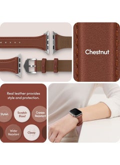 CYRILL Kajuk Band, Slim Genuine Leather Apple Watch Bands Designed for Apple Watch Series 8 (41) / 7(41) / 6 (40) / SE (2020/2022) / 5 (40) / 4(40) - Chestnut  - Image 4