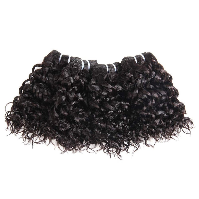 YAMI 8a Brazilian Water Wave Bundles, Short Wet and Wavy Human Hair Bundles for Black Women, Brazilian Curly Weave 4 Pcs 100% Unprocessed Ocean Wave Hair Extensions (8 8 8 8, 200g) - Image 3