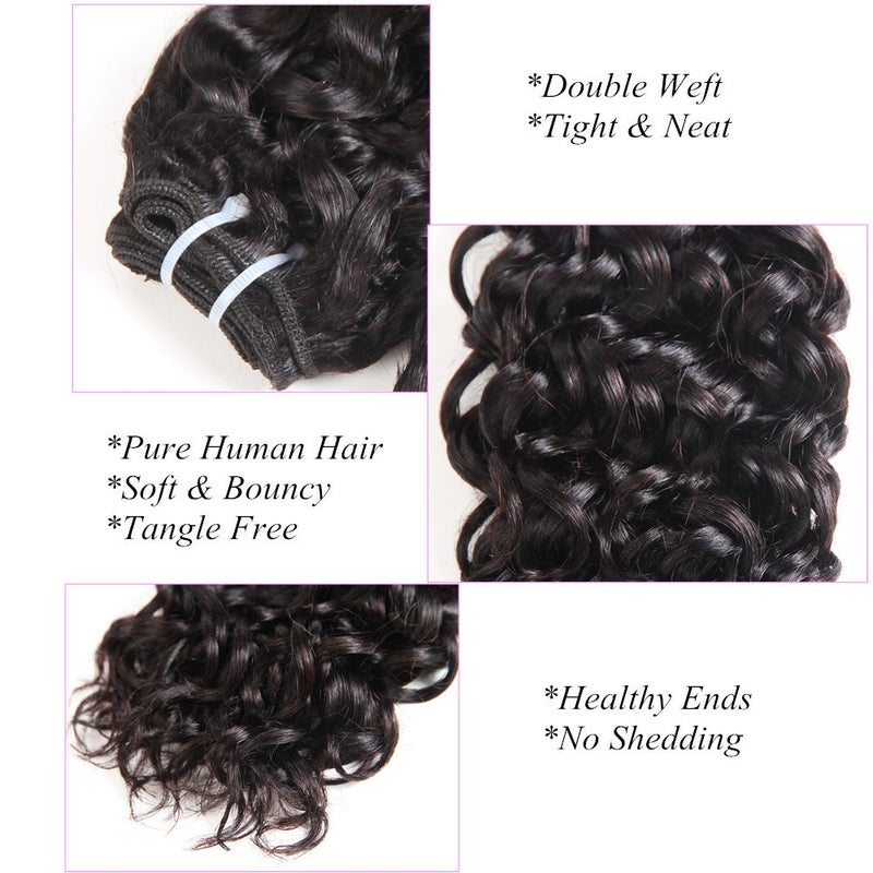 YAMI 8a Brazilian Water Wave Bundles, Short Wet and Wavy Human Hair Bundles for Black Women, Brazilian Curly Weave 4 Pcs 100% Unprocessed Ocean Wave Hair Extensions (8 8 8 8, 200g) - Image 5
