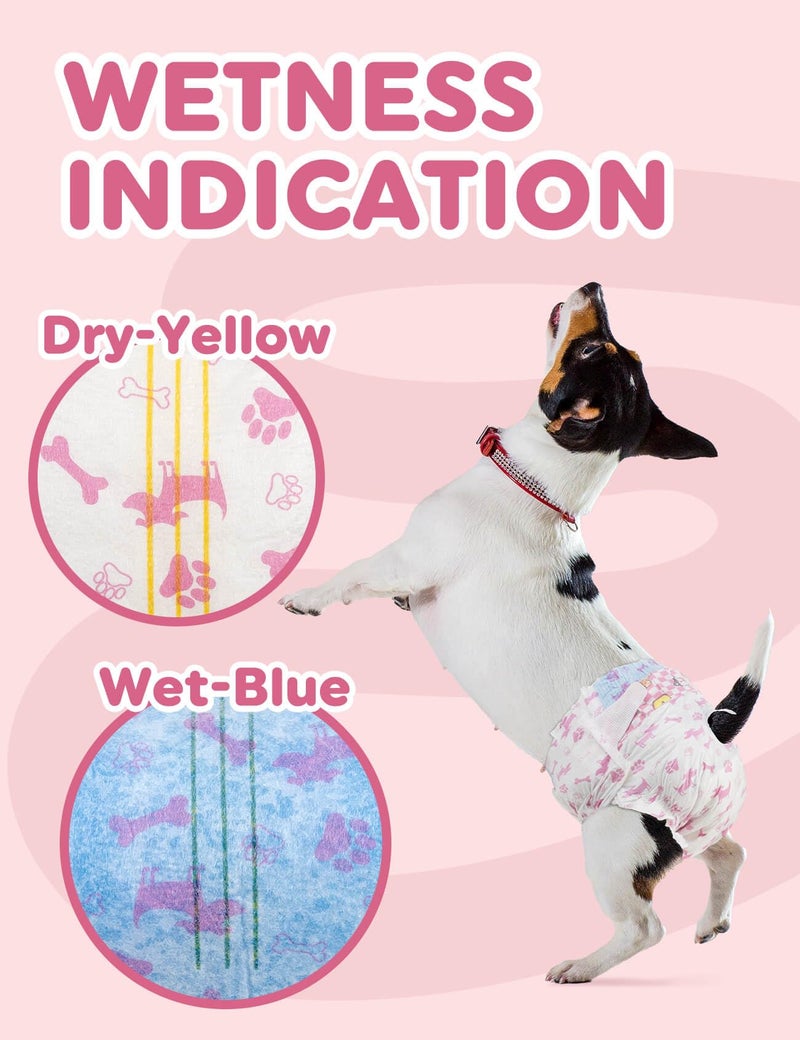 Dono Dog Diapers Female-48PCS, Disposable Female Dog Diaper with Wetness Indicator in Heat, Super Absorbent Doggie Puppy Diapers Female for XXS,Small Medium Large Dogs - Image 2