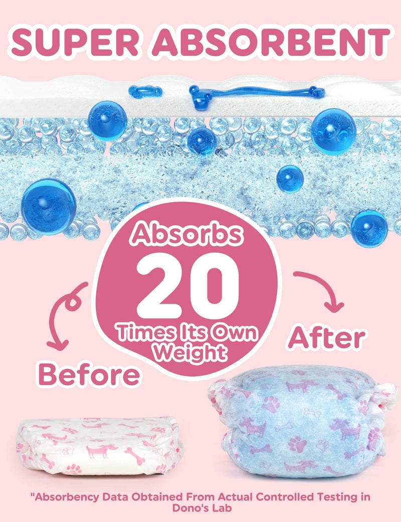 Dono Dog Diapers Female-48PCS, Disposable Female Dog Diaper with Wetness Indicator in Heat, Super Absorbent Doggie Puppy Diapers Female for XXS,Small Medium Large Dogs - Image 5