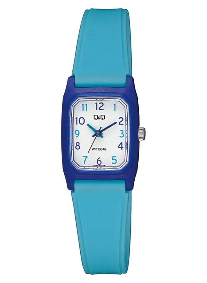 Q&Q Ladies Analog Watch V33A-001VY, Blue/Light Blue Strap, White Dial - Image 2