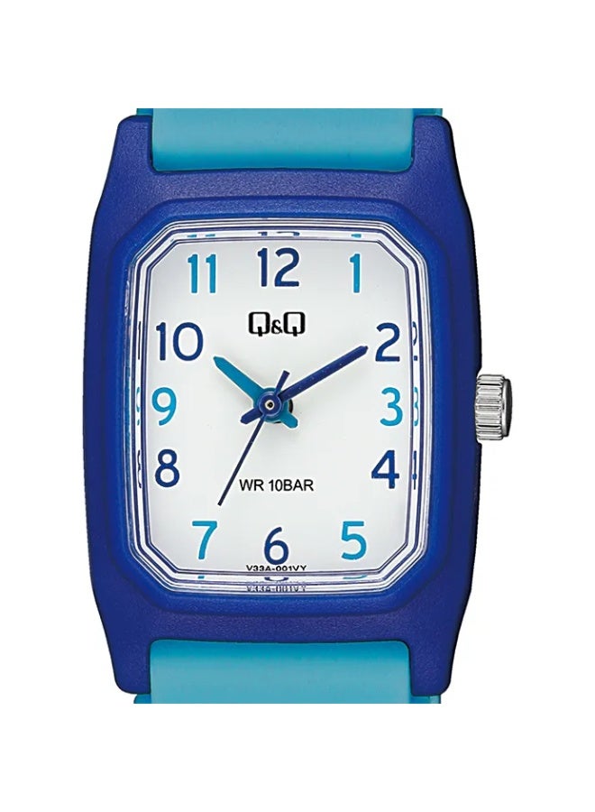 Q&Q Ladies Analog Watch V33A-001VY, Blue/Light Blue Strap, White Dial - Image 1