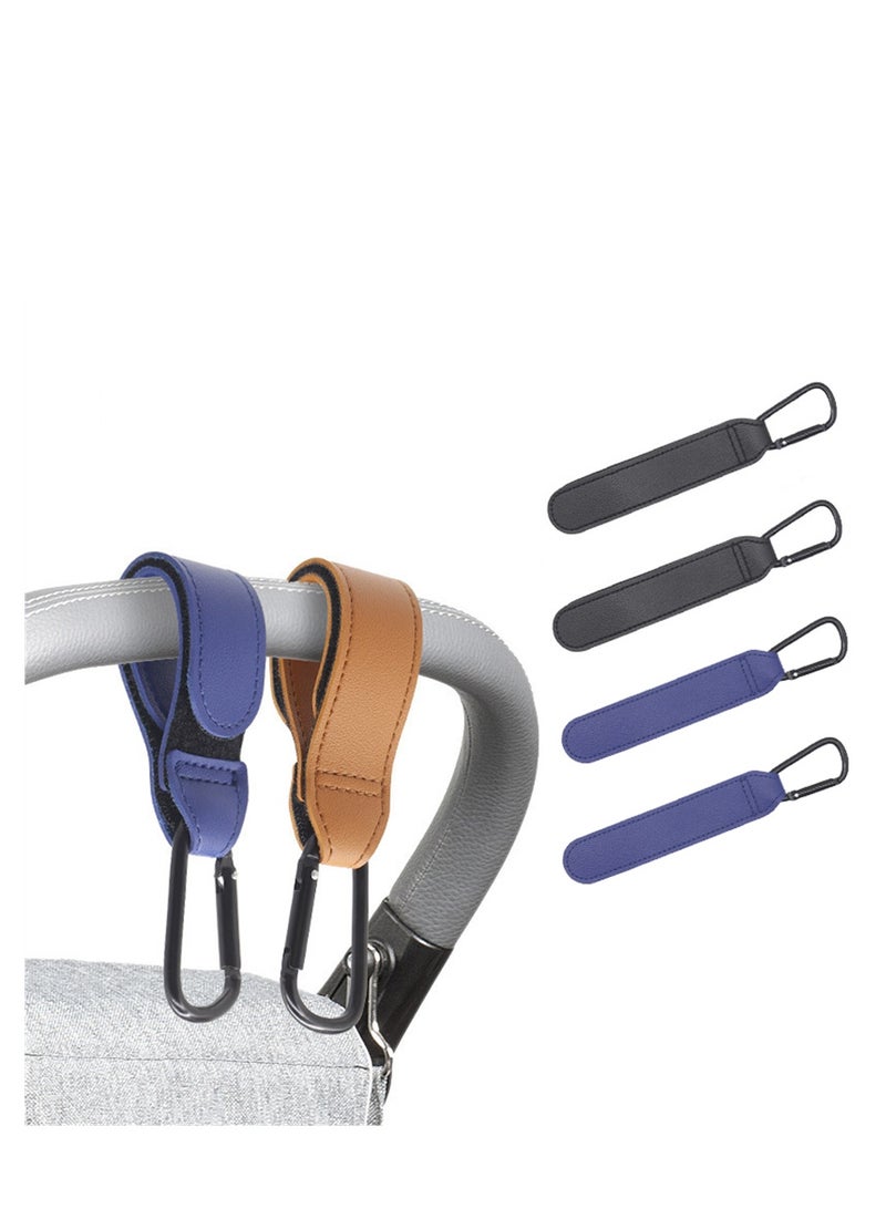 4 PCS Stroller Hooks – Multi-Functional Baby Stroller Bag Clips, Leather Hooks for Diaper Bags, Pet Stroller, Grocery  Shopping Bags - Image 1