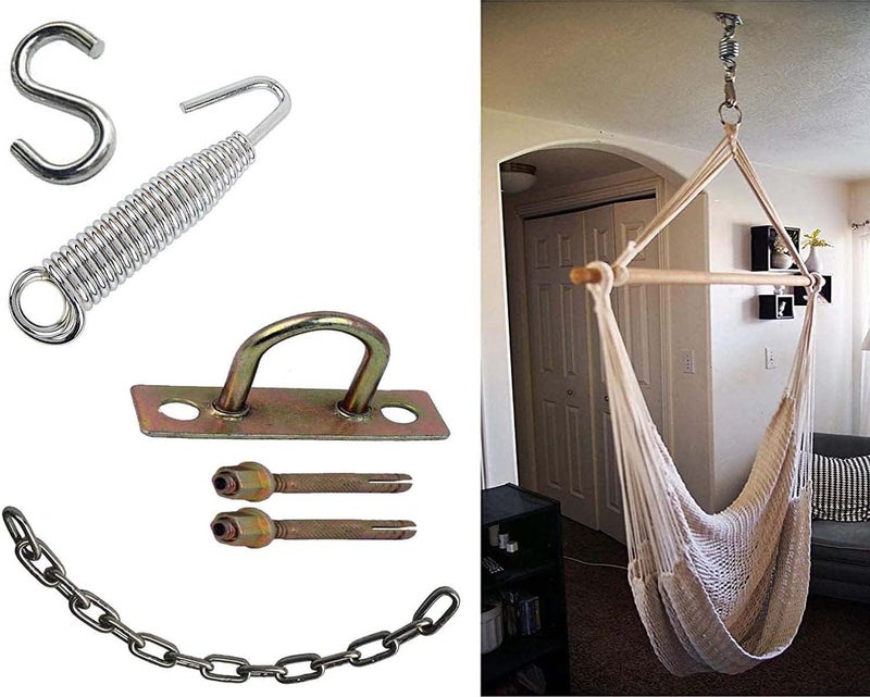 DIY Crafts مجموعة أدوات الحرف اليدوية من الفولاذ المقاوم للصدأ 2 مجموعات كرسي رعاية الأطفال مجموعة التعليق النهائية مع خطاف الربيع الدوار لتركيب الأرجوحة على السقف مع 2 من الفولاذ المقاوم للصدأ - Image 4