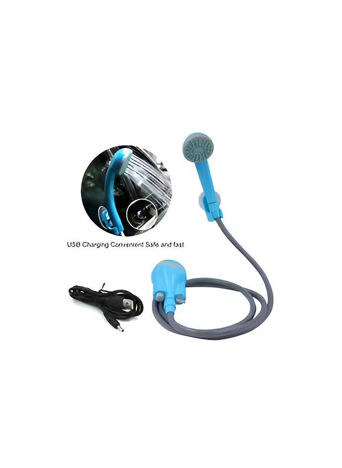 بي تي دش محمول للاستخدام الخارجي/الداخلي مزود برأس دش قابل لإعادة الشحن مزود بمنفذ USB مع فوهتين للتخييم والسفر وغسيل السيارات - Image 5