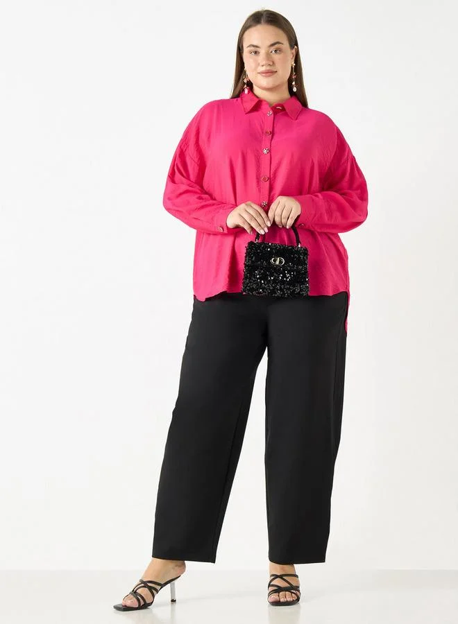 Ulla Popken Plus Size Ulla Popken Pants with Elasticated Waistband