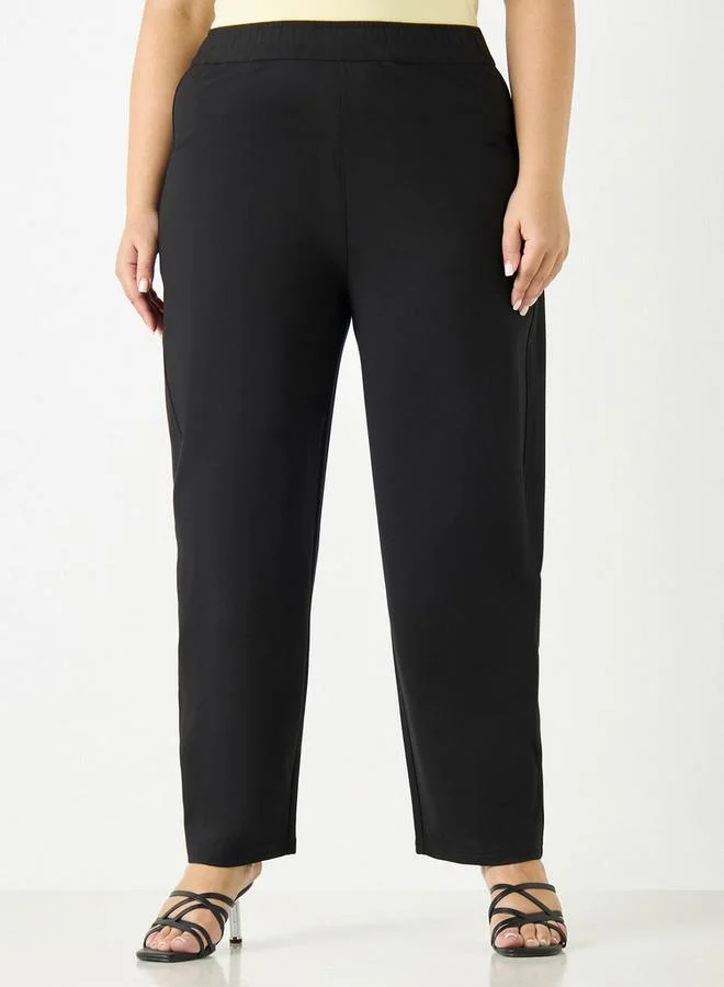 Ulla Popken Plus Size Ulla Popken Pants with Elasticated Waistband