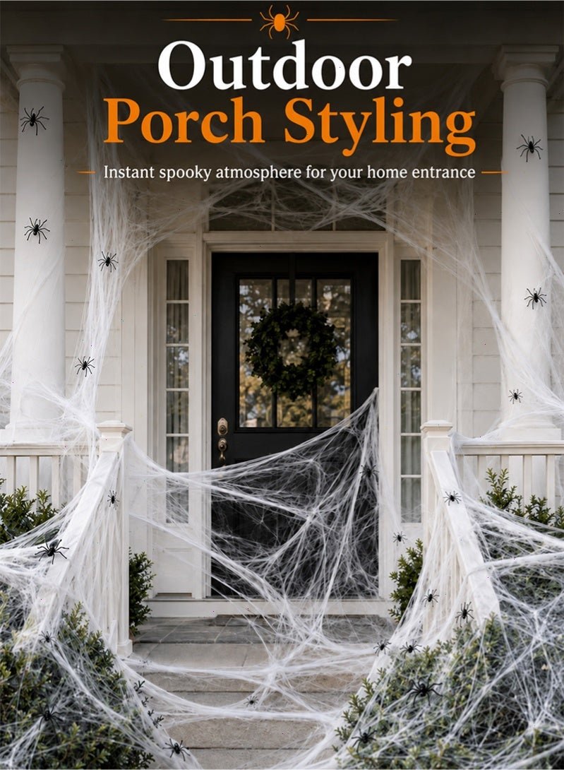 Topyich Spider Web Decorations, 1400 sq ft Stretchy Fake Cobweb with 100 Black Plastic Spiders, Festival Decor Set for Indoor Outdoor Home Yard Party - Image 5