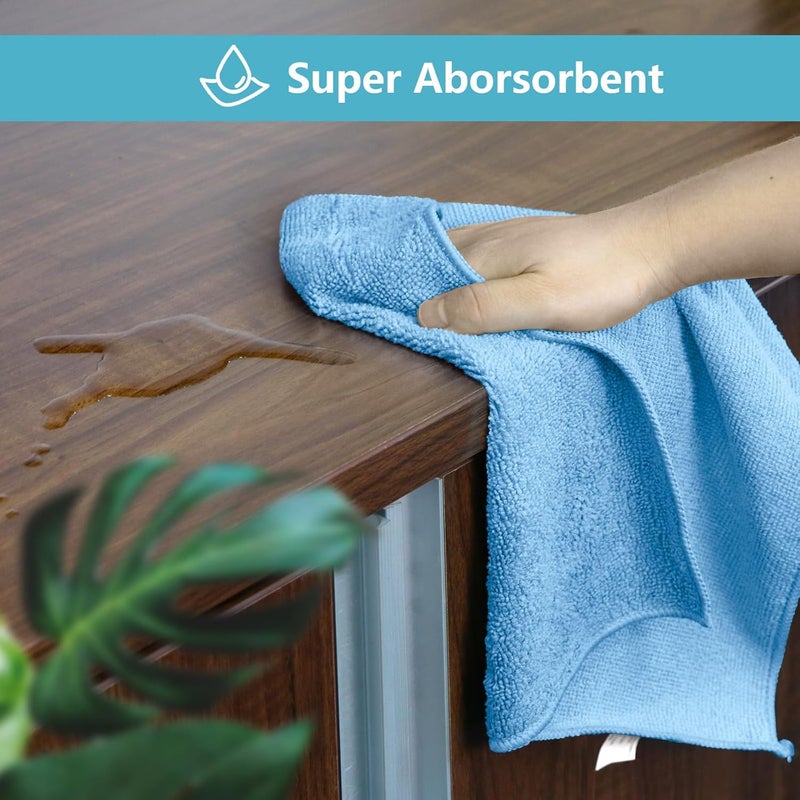 HOMEXCEL Blue Microfiber Cleaning Cloth, 8 Pack Cleaning Towels for Kitchen, Lint Free, Scratch-Free, Highly Absorbent, and Reusable Cleaning Rags for House, Window and Glass, Cars, 11.5 X11.5 inch - Image 4