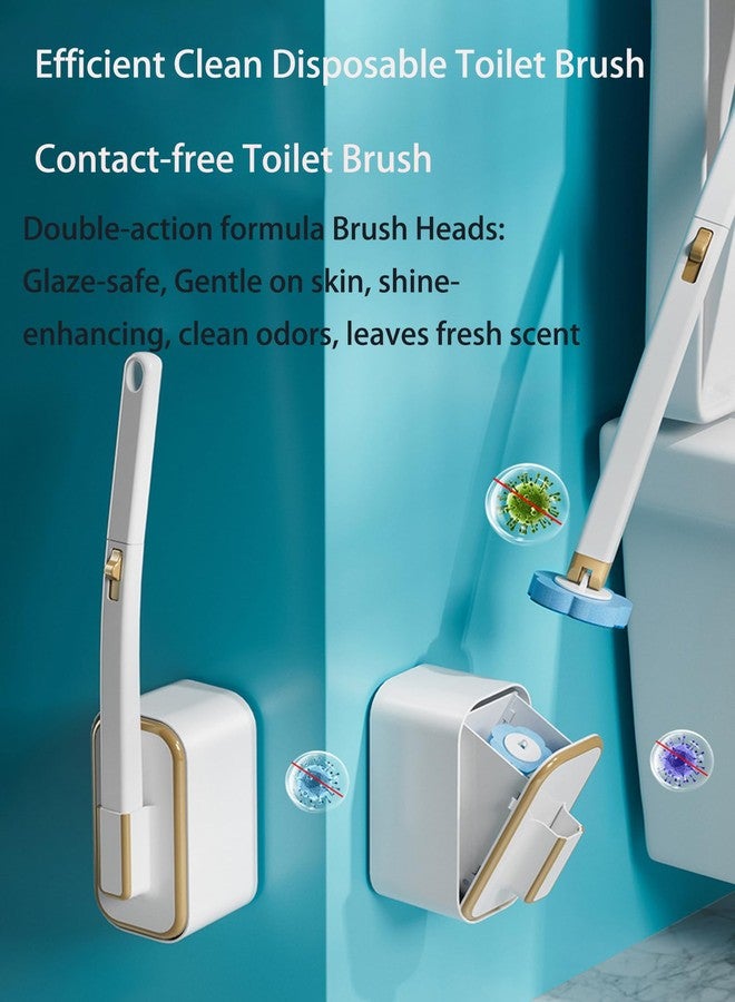 KIRIKIT Disposable Toilet Brush with 48 Refill Heads and Holder- Includes Storage Caddy&Toilet Bowl Wand, Wall-Mount Scrubbing Toilet Brush Bathroom Cleaning Kit (1 Wand+48 Refills) - Image 4