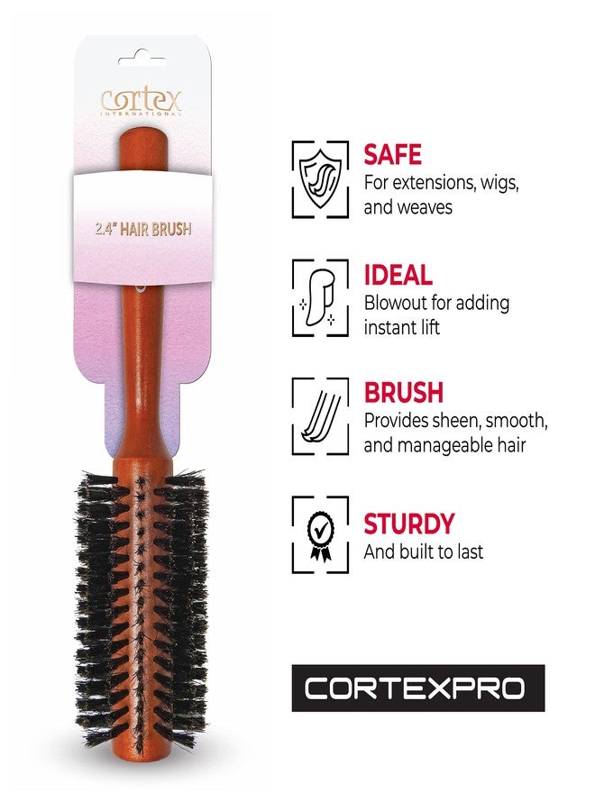 Cortex Professional 100% Boar Bristle Natural blowout thermal brush, round brush for woman & men short hair, Wooden Roller Brushes Handle, for drying all hair Types, cepillo, (Nylon 3-Piece Set) - Image 4