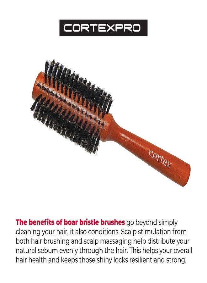 Cortex Professional 100% Boar Bristle Natural blowout thermal brush, round brush for woman & men short hair, Wooden Roller Brushes Handle, for drying all hair Types, cepillo, (Nylon 3-Piece Set) - Image 5