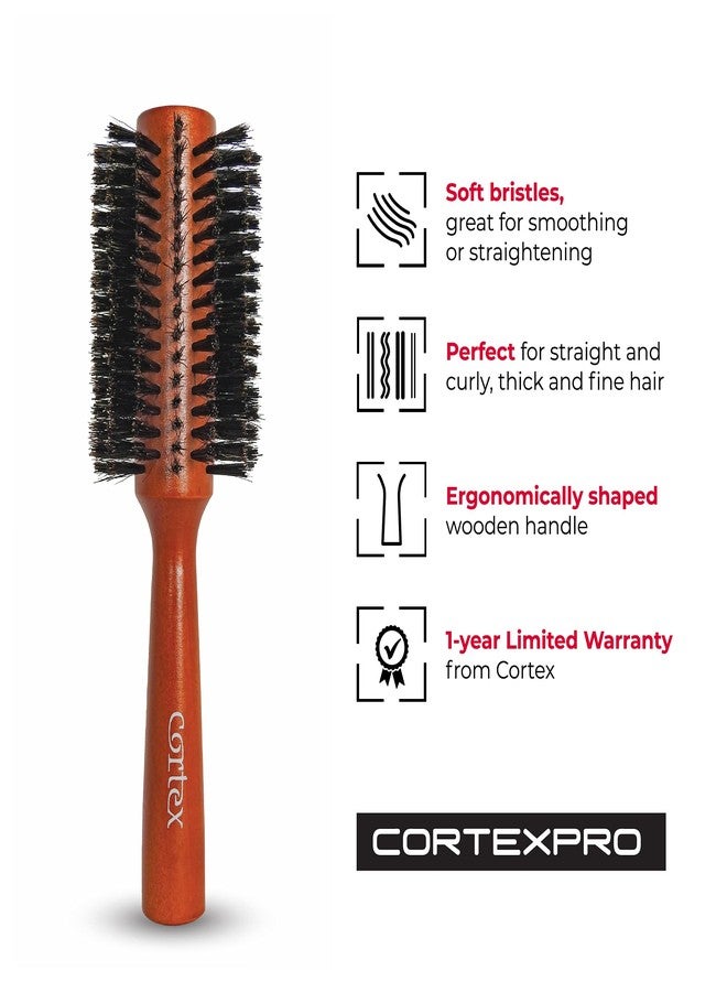 Cortex Professional 100% Boar Bristle Natural blowout thermal brush, round brush for woman & men short hair, Wooden Roller Brushes Handle, for drying all hair Types, cepillo, (Nylon 3-Piece Set) - Image 3