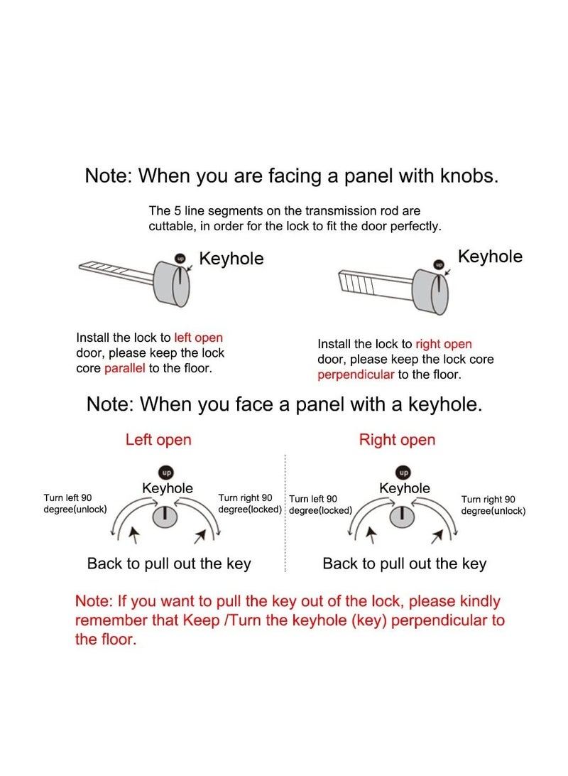 Privacy Pocket Door Lock Hardware with Key Recessed Sliding Door Mortise Lock, Double Barn Door Lock Invisible Furniture Hardware for 38mm 55mm Thickness Door - Image 5