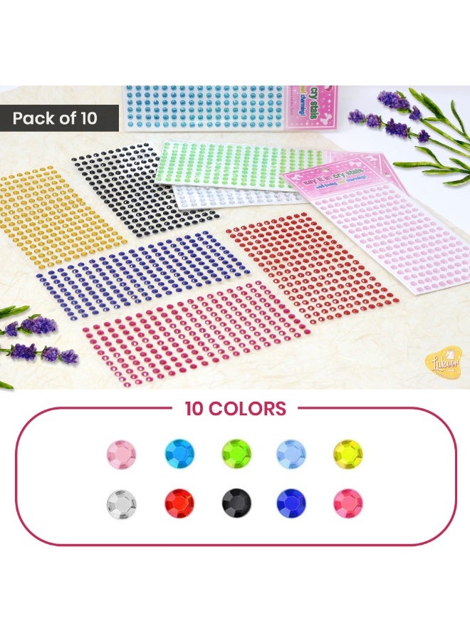 Self-Adhesive Colorful Rhinestone Stickers for DIY, Makeup, & Crafts - Mixed 5 Pack - Image 2