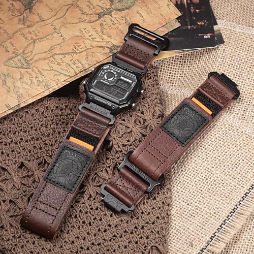 DAVILANE Watch Band Strap for Casio DWH5600 AE1000W AE1100W AE1200 AE1300 AE1500WH A158WA A159WA A168W B650 B64018mm Leather Hook Loop Casio strap - Image 3